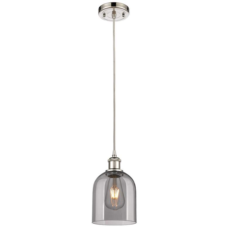 Image 1 Ballston Bella 5.5"W Polished Nickel Corded Mini Pendant w/ Smoke Shad