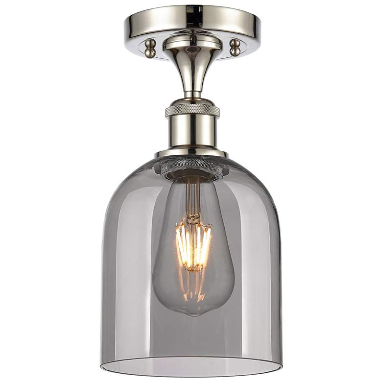 Image 1 Ballston Bella 5.5"W Polished Nickel Semi-Flush Mount w/ Light Smoke S