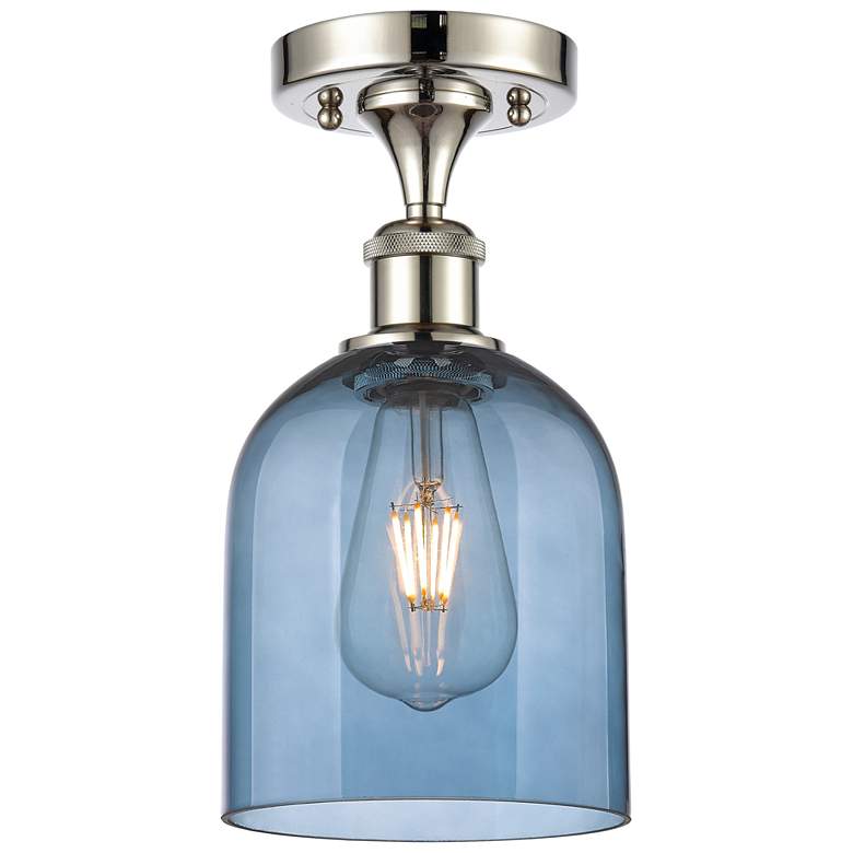 Image 1 Ballston Bella 5.5"W Polished Nickel Semi-Flush w/ Princess Blue Shade