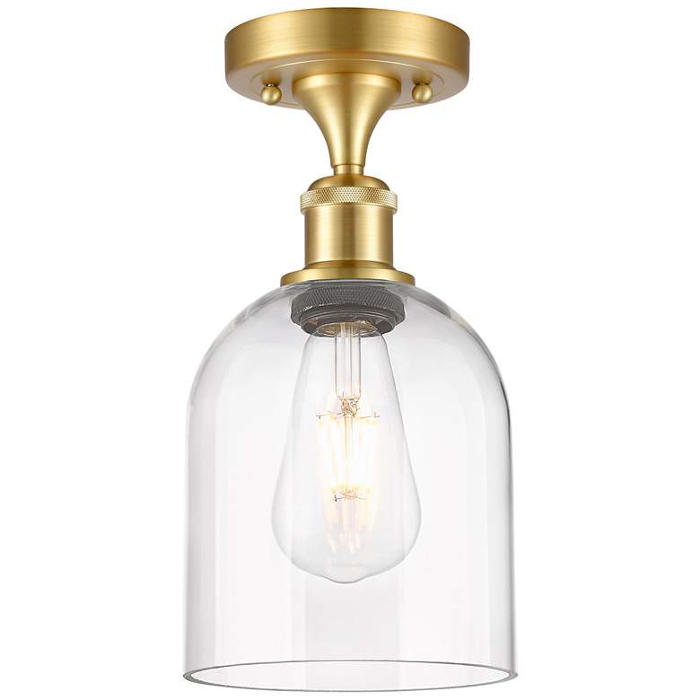 Image 1 Ballston Bella 5.5"W Satin Gold Semi-Flush Mount w/ Clear Deco Swirl S