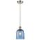 Ballston Bella 5.5"W Satin Nickel Corded Mini Pendant w/ Blue Shade