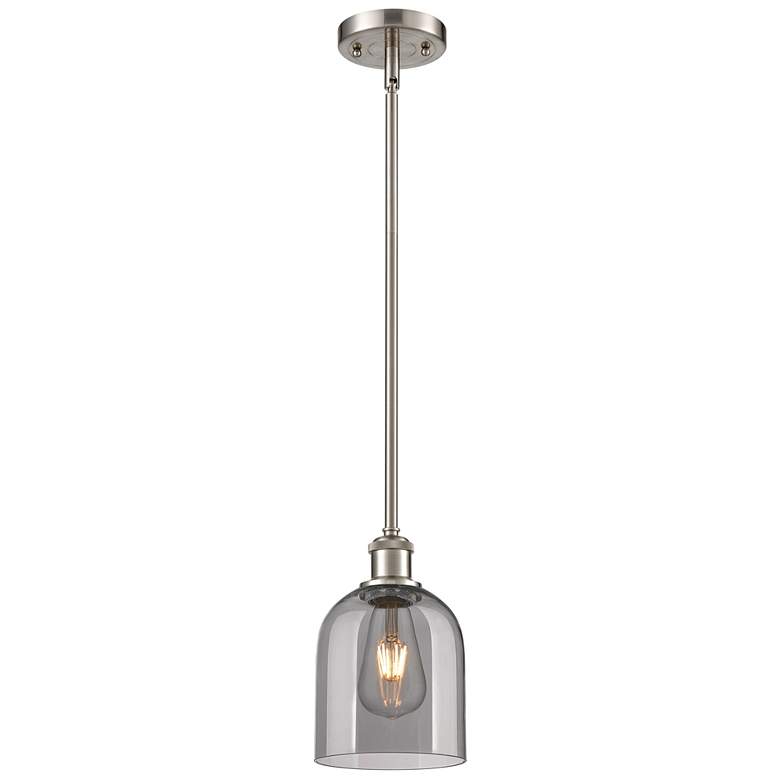 Image 1 Ballston Bella 5.5"W Satin Nickel Stemmed Mini Pendant w/ Light Smoke