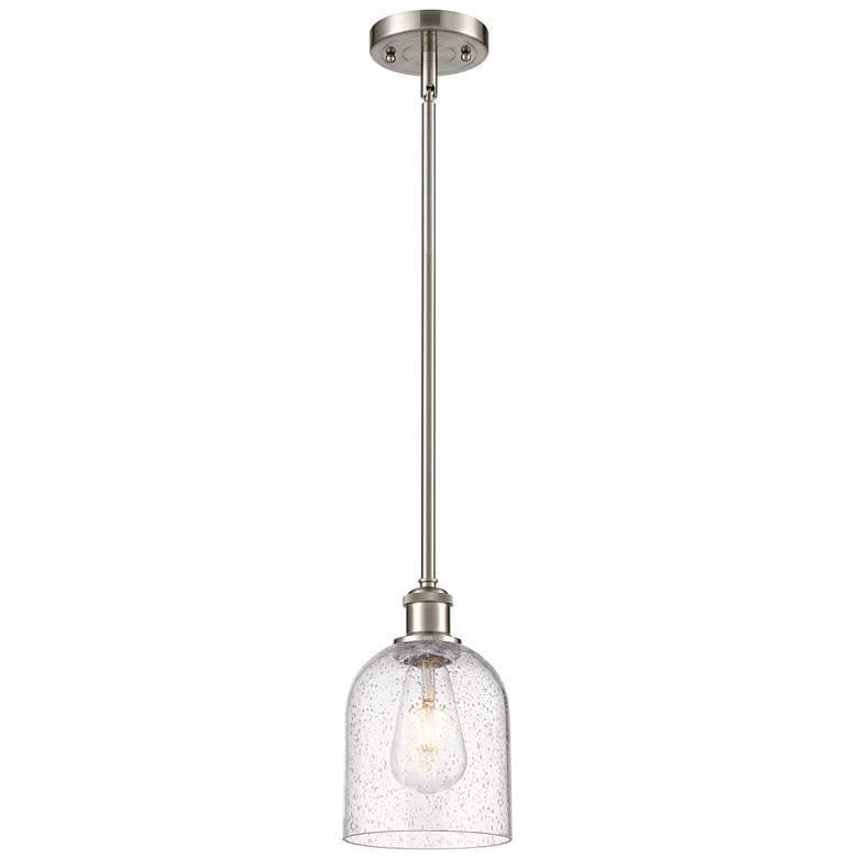 Image 1 Ballston Bella 5.5"W Satin Nickel Stemmed Mini Pendant w/ Seedy Shade