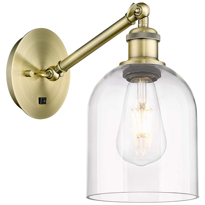 Image 1 Ballston Bella 9.5"H Antique Brass Adjustable Sconce w/ Clear Shade