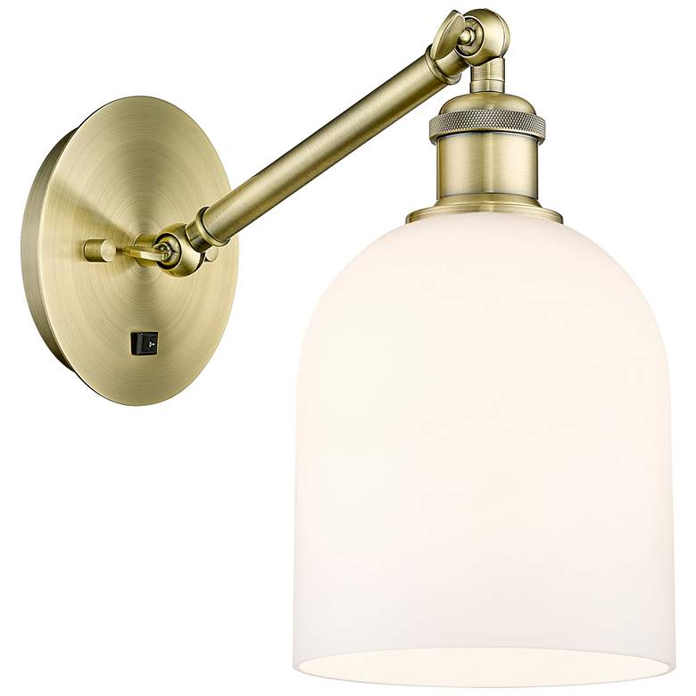 Image 1 Ballston Bella 9.5"H Antique Brass Adjustable Sconce w/ Gloss White Sh