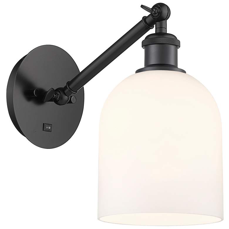 Image 1 Ballston Bella 9.5"H Black Adjustable Sconce w/ Gloss White Shade