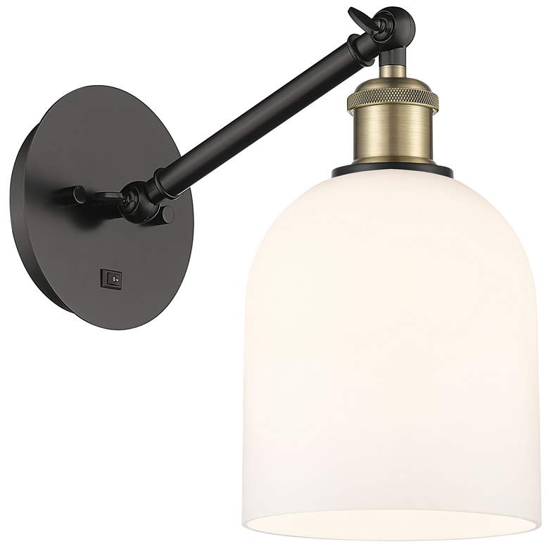 Image 1 Ballston Bella 9.5"H Black Brass Adjustable Sconce w/ Gloss White Shad