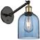 Ballston Bella 9.5"H Black Brass Vertically Adjustable Sconce w/ Blue