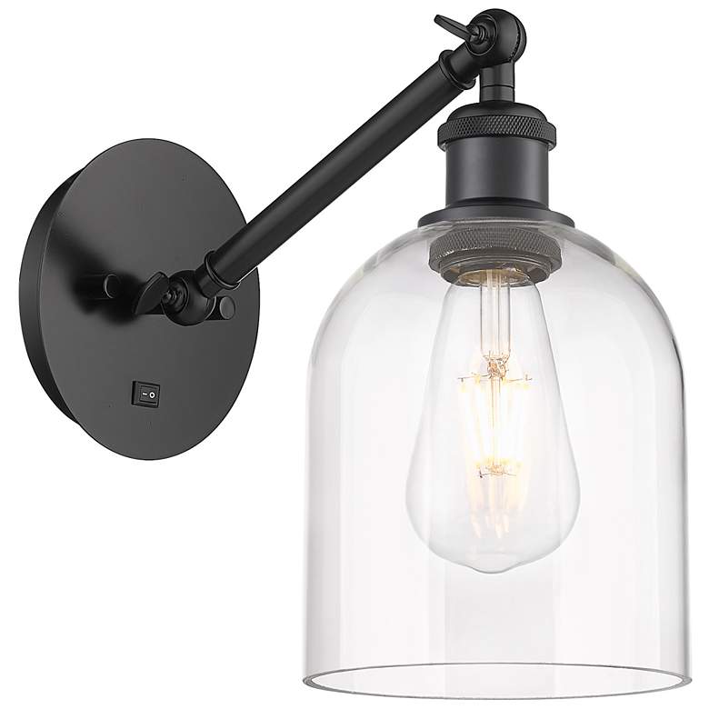Image 1 Ballston Bella 9.5"H Black Vertically Adjustable Sconce w/ Clear Shade