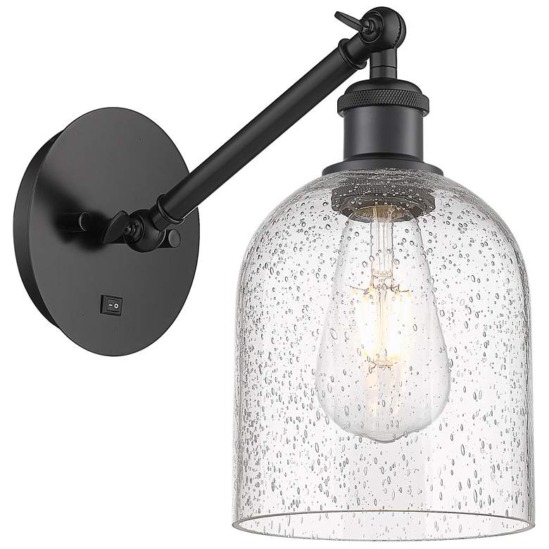Image 1 Ballston Bella 9.5"H Black Vertically Adjustable Sconce w/ Seedy Shade