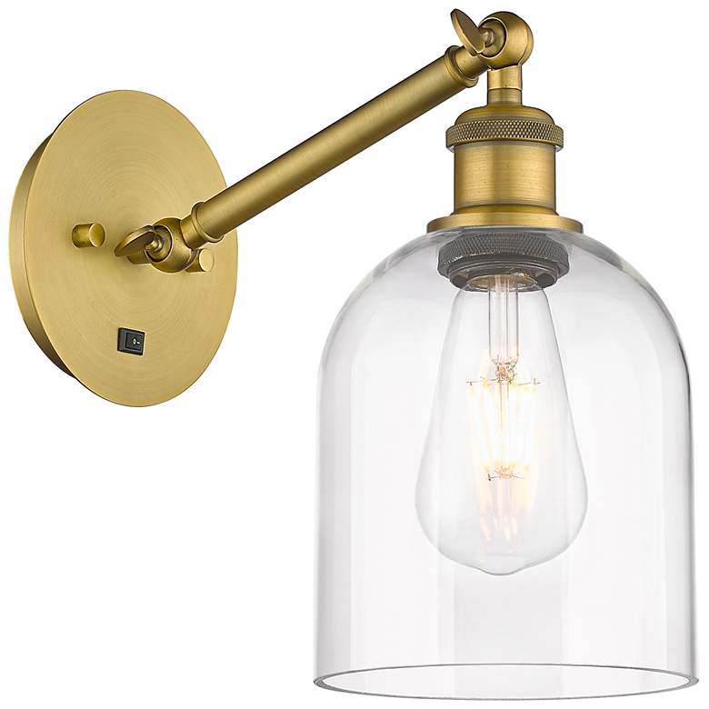 Image 1 Ballston Bella 9.5"H Brushed Brass Adjustable Sconce w/ Clear Shade