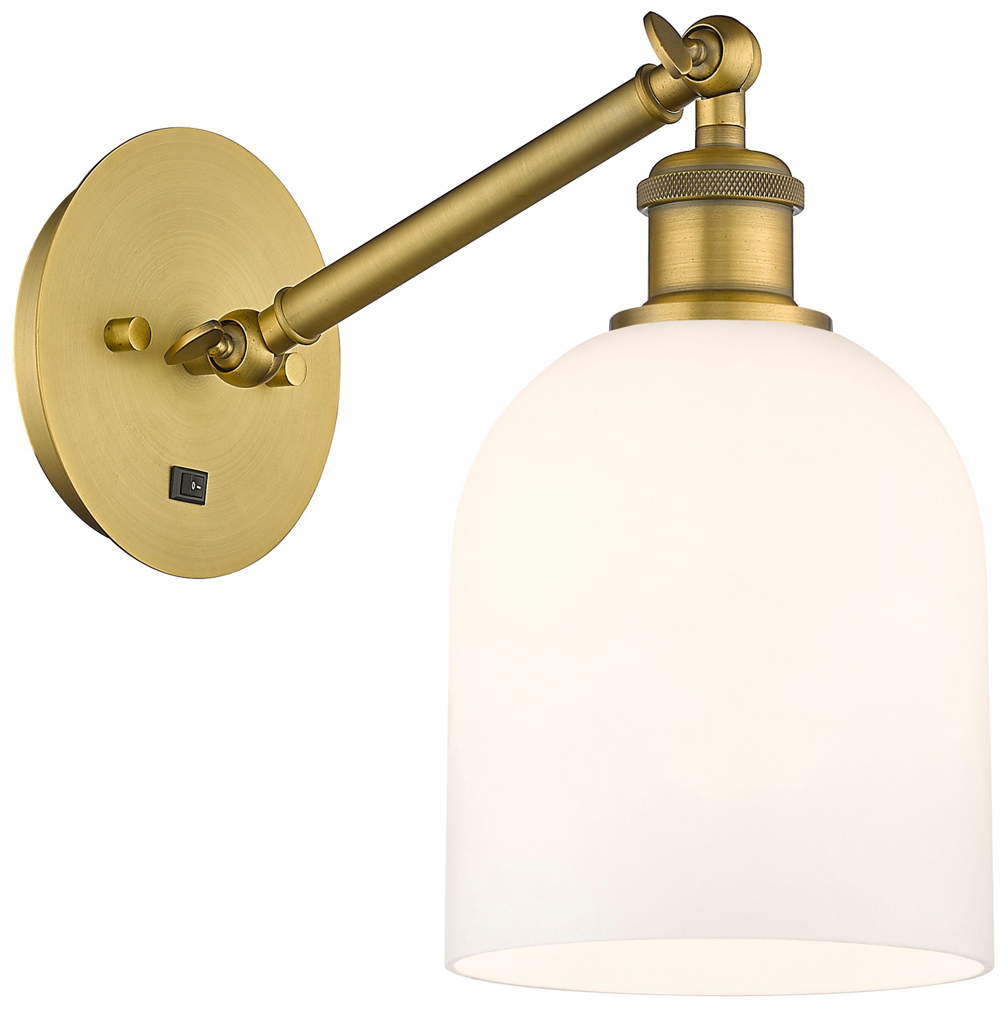 Ballston Bella 9.5"H Brushed Brass Adjustable Sconce w/ Gloss White Sh