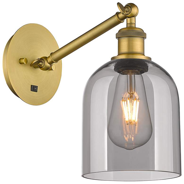 Image 1 Ballston Bella 9.5"H Brushed Brass Adjustable Sconce w/ Smoke Shade