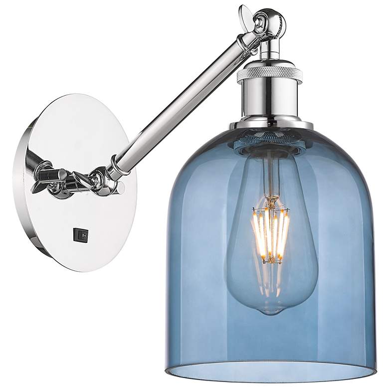 Image 1 Ballston Bella 9.5"H Chrome Vertically Adjustable Sconce w/ Blue Shade