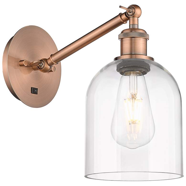 Image 1 Ballston Bella 9.5"H Copper Vertically Adjustable Sconce w/ Clear Shad
