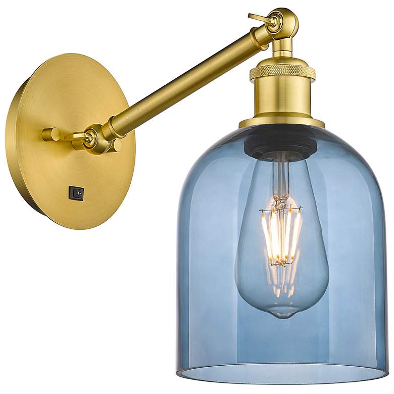 Image 1 Ballston Bella 9.5"H Gold Vertically Adjustable Sconce w/ Blue Shade