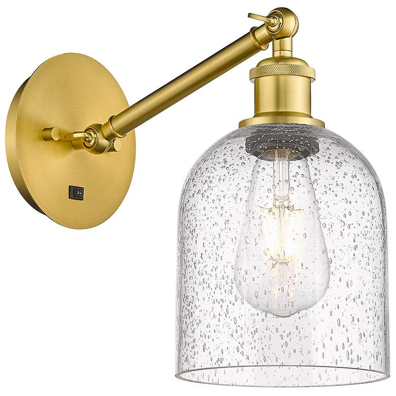 Image 1 Ballston Bella 9.5"H Gold Vertically Adjustable Sconce w/ Seedy Shade