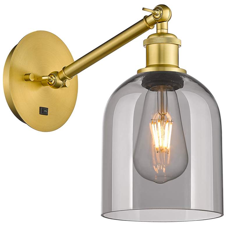 Image 1 Ballston Bella 9.5"H Gold Vertically Adjustable Sconce w/ Smoke Shade