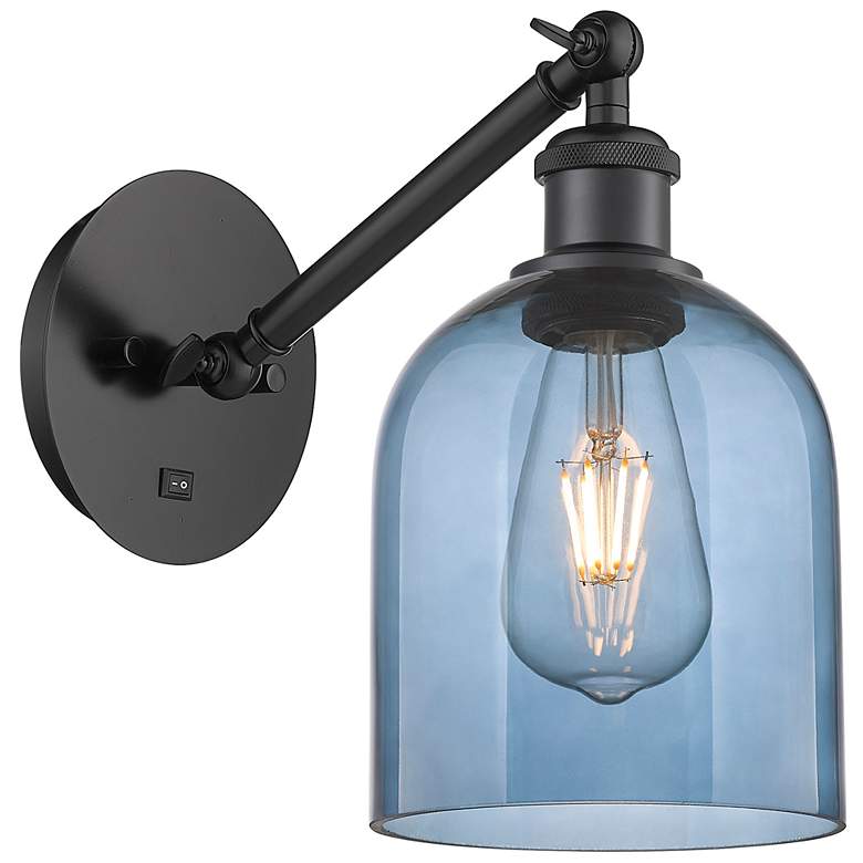 Image 1 Ballston Bella 9.5"H Matte Black Vertically Adjustable Sconce w/ Blue