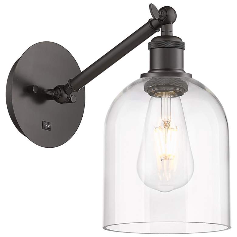 Image 1 Ballston Bella 9.5"H Oiled Bronze Adjustable Sconce w/ Clear Shade