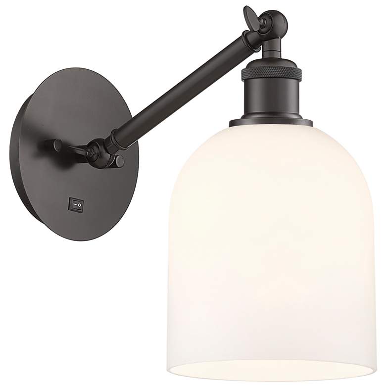 Image 1 Ballston Bella 9.5"H Oiled Bronze Adjustable Sconce w/ Gloss White Sha