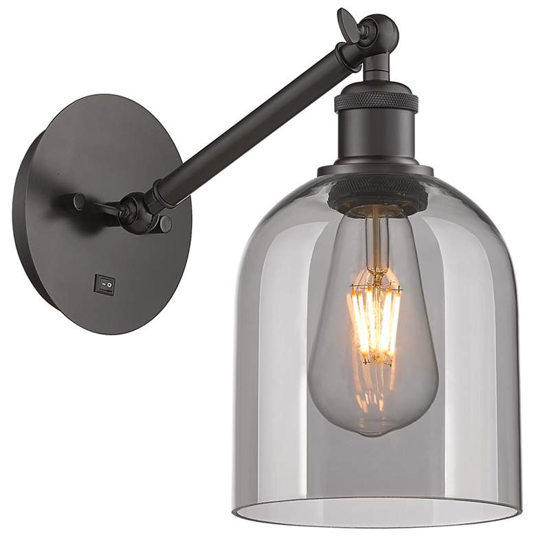 Image 1 Ballston Bella 9.5"H Oiled Bronze Adjustable Sconce w/ Smoke Shade