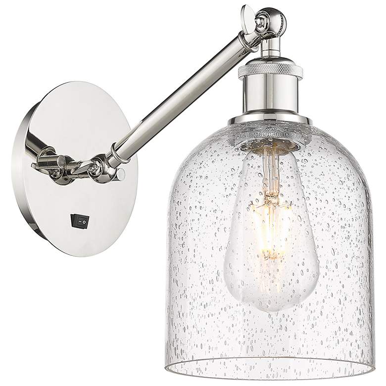 Image 1 Ballston Bella 9.5"H Polished Nickel Adjustable Sconce w/ Seedy Shade
