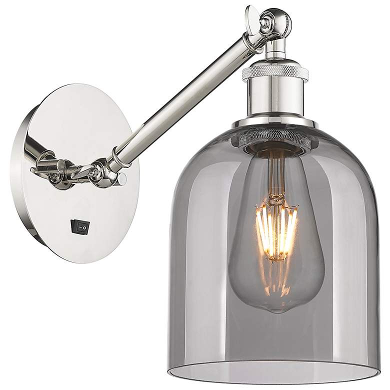Image 1 Ballston Bella 9.5"H Polished Nickel Adjustable Sconce w/ Smoke Shade