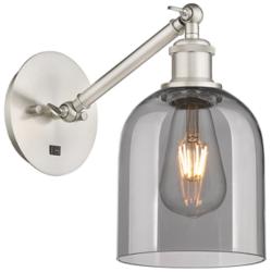 Ballston Bella 9.5"H Satin Nickel Adjustable Sconce w/ Smoke Shade