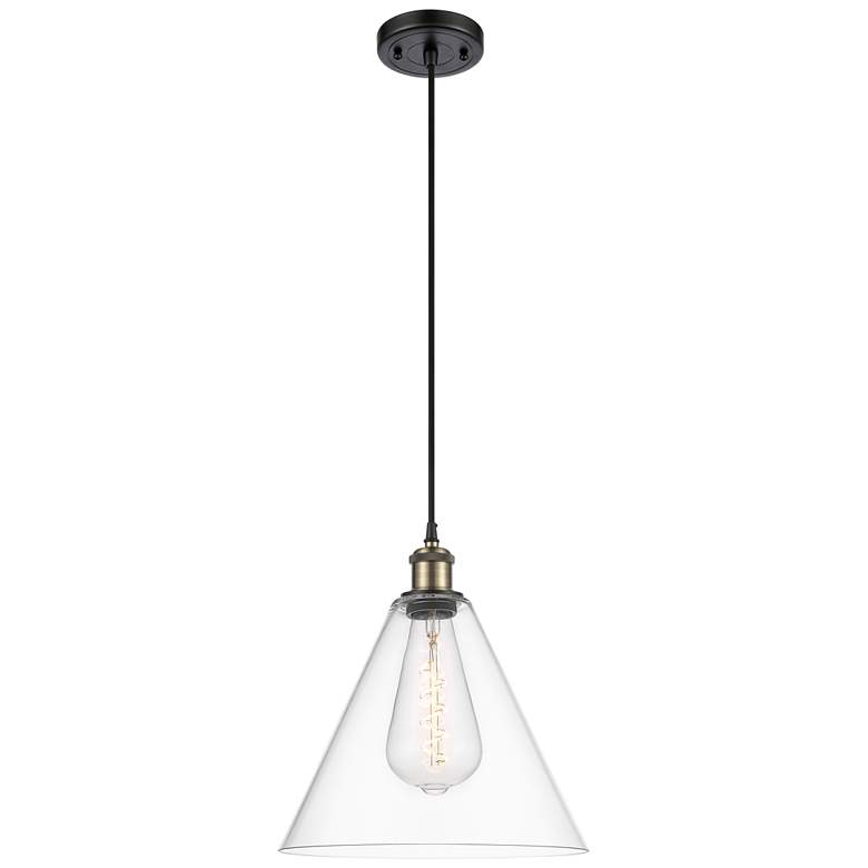 Image 1 Ballston Berkshire 12" LED Mini Pendant - Black Antique Brass - Clear