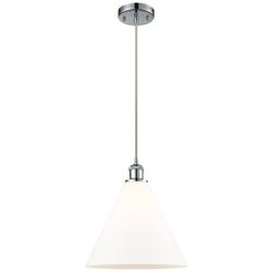 Ballston Berkshire 12" Polished Chrome Corded Mini Pendant w/ White Sh
