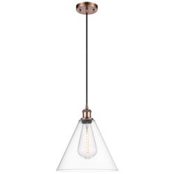 Ballston Berkshire 12" Wide Copper Corded Mini Pendant w/ Clear Shade