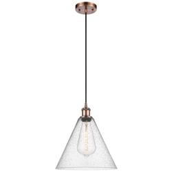 Ballston Berkshire 12" Wide Copper Corded Mini Pendant w/ Seedy Shade