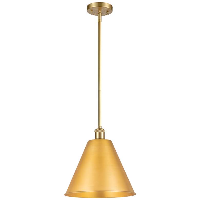 Image 1 Ballston Berkshire 12" Wide Satin Gold LED Mini Pendant