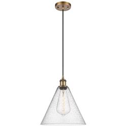 Ballston Berkshire 12"W Brushed Brass Corded Mini Pendant w/ Seedy Sha