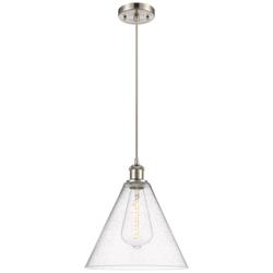 Ballston Berkshire 12"W Brushed Nickel Corded Mini Pendant w/ Seedy Sh