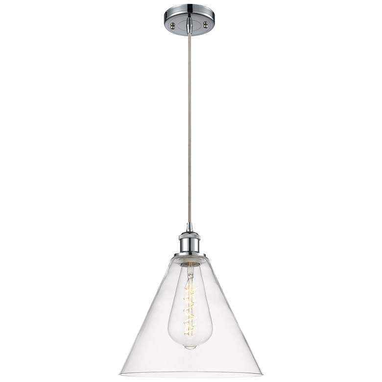 Image 1 Ballston Berkshire 12"W Polished Chrome Corded Mini Pendant w/ Clear S