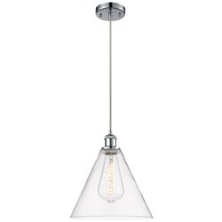 Ballston Berkshire 12"W Polished Chrome Corded Mini Pendant w/ Clear S