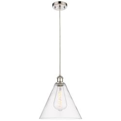 Ballston Berkshire 12"W Polished Nickel Corded Mini Pendant w/ Clear S