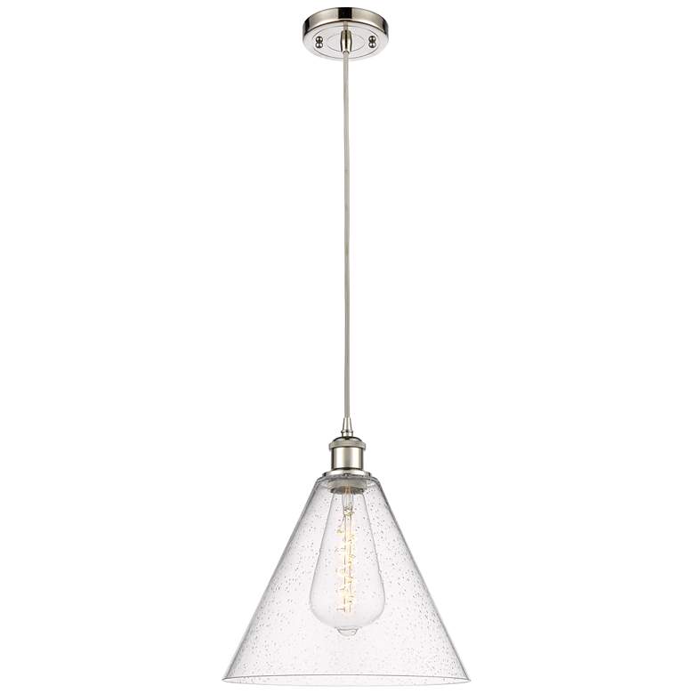 Image 1 Ballston Berkshire 12"W Polished Nickel Corded Mini Pendant w/ Seedy S