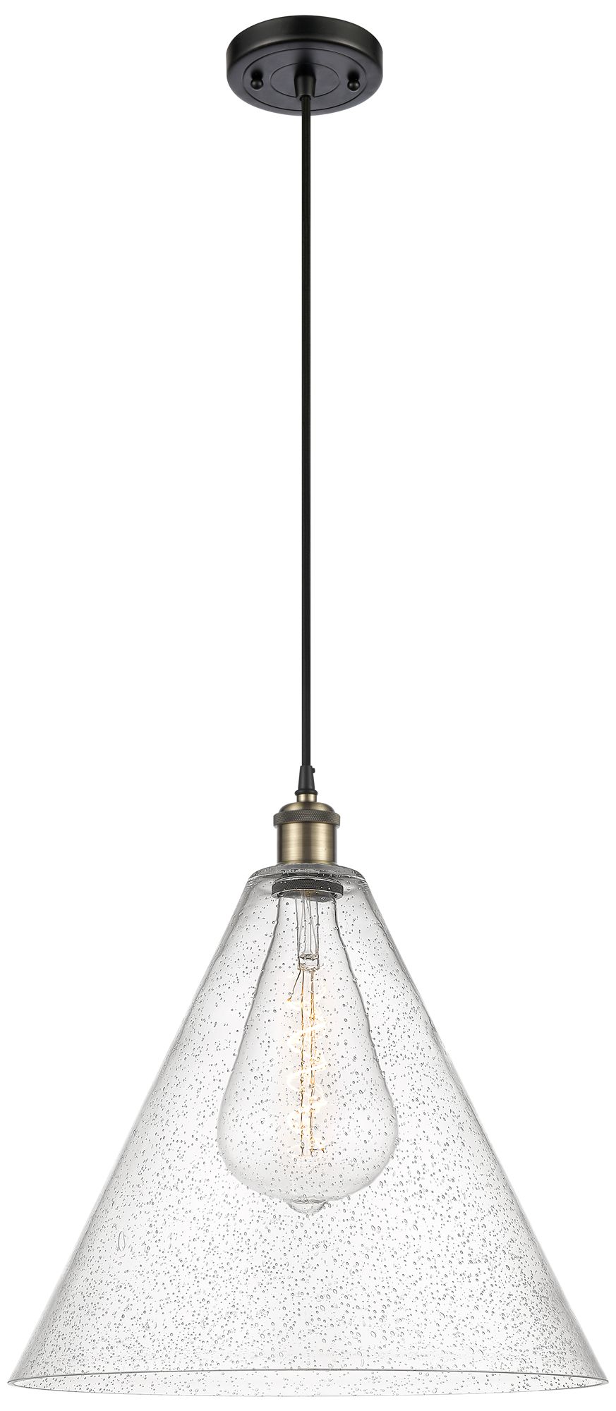 Ballston Berkshire 16" Black Antique Brass LED Pendant ad Made to Order