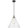 Ballston Berkshire 16" Black Antique Brass LED Pendant With Seedy Shad