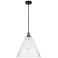 Ballston Berkshire 16" Black Antique Brass LED Pendant With Seedy Shad