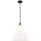 Ballston Berkshire 16" Black Antique Brass Pendant With Matte White Sh