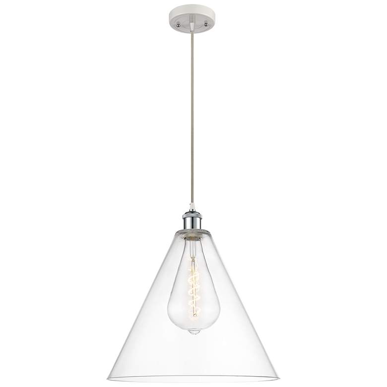 Image 1 Ballston Berkshire 16 inch White &#38; Chrome LED Pendant With Clear Shade