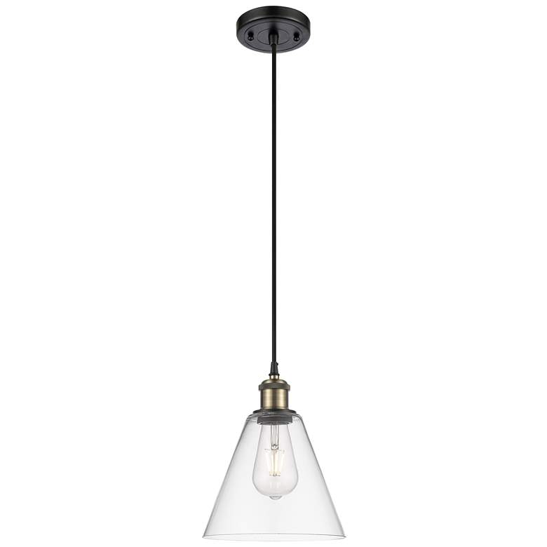 Image 1 Ballston Berkshire 8" LED Mini Pendant - Black Antique Brass - Clear S