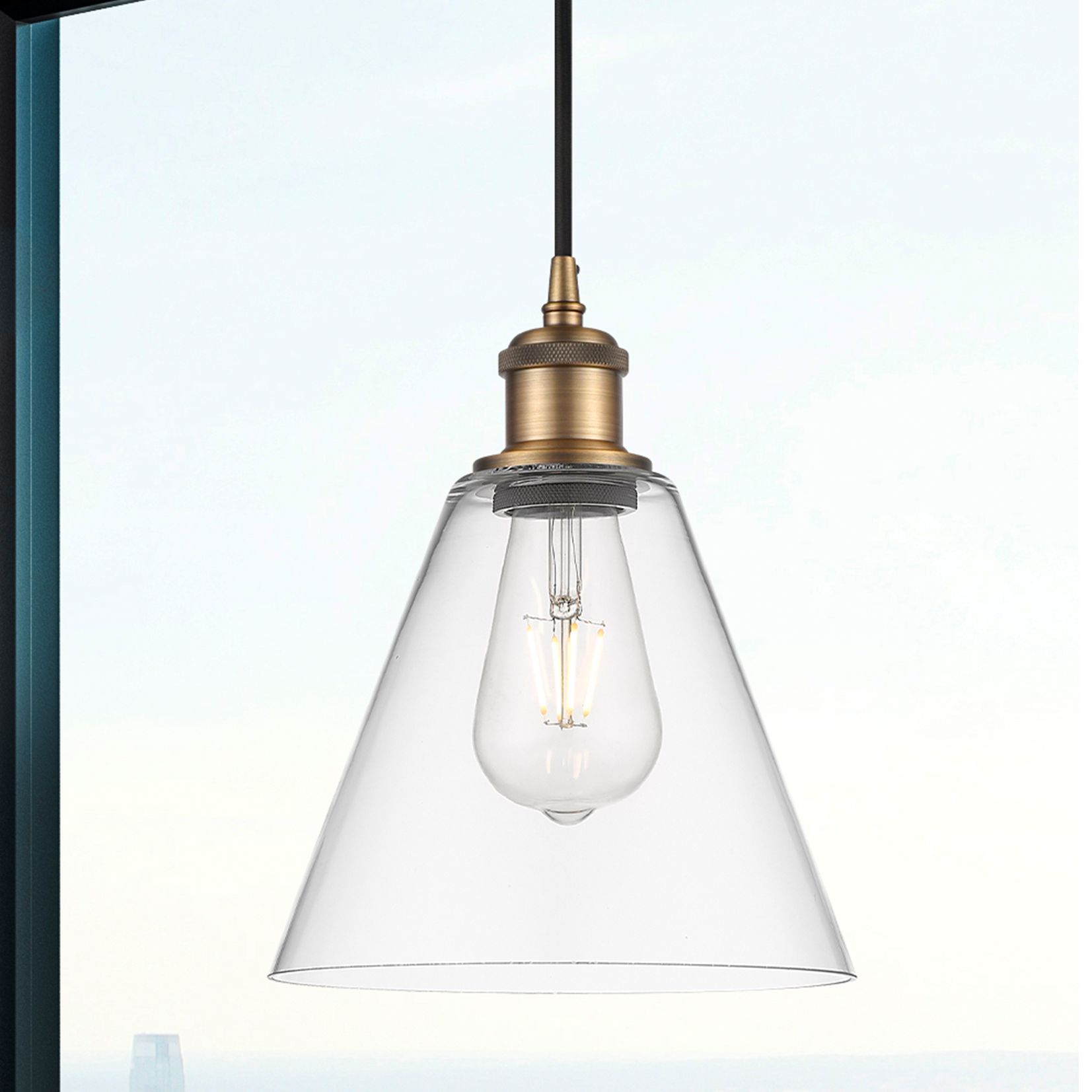 Ballston Berkshire 8" LED Mini Pendant - Brushed Brass - Clear Shade