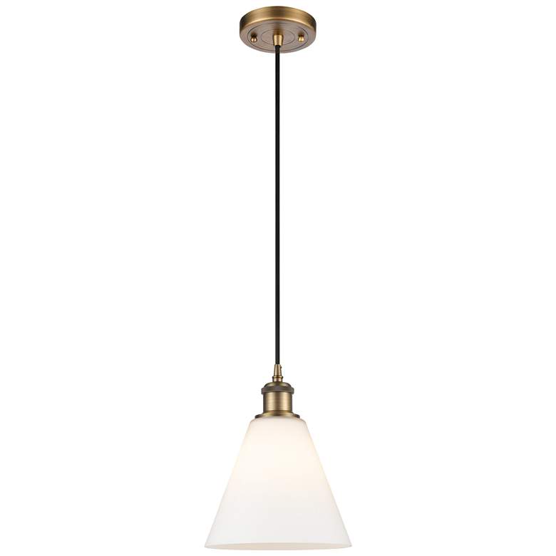 Image 1 Ballston Berkshire 8" LED Mini Pendant - Brushed Brass - Matte White S