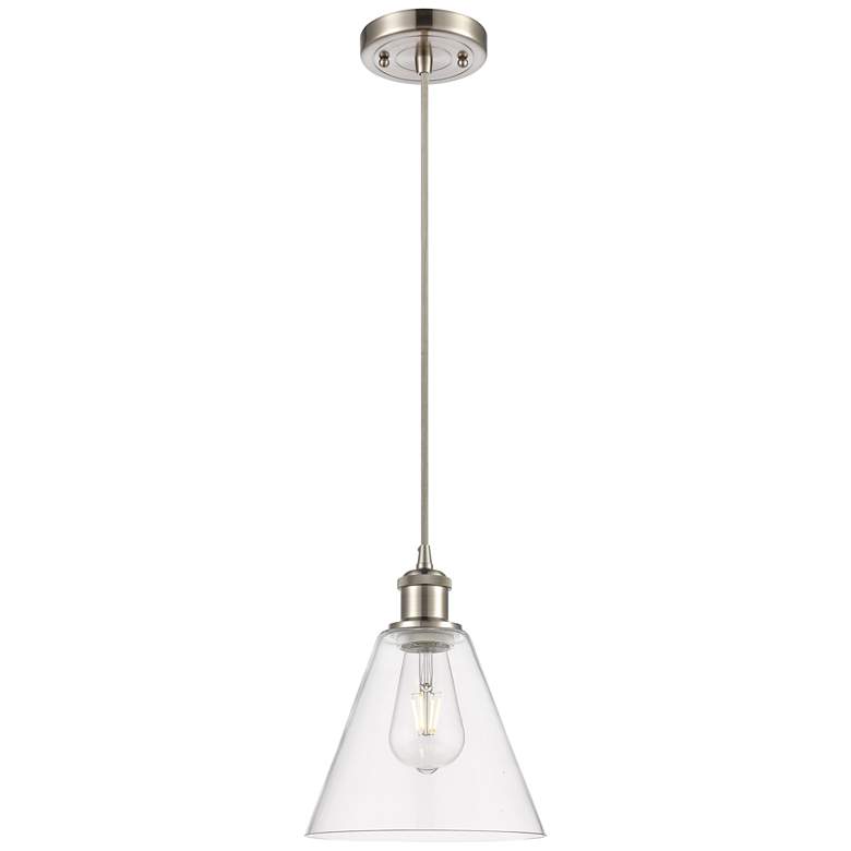 Image 1 Ballston Berkshire 8" LED Mini Pendant - Brushed Satin Nickel - Clear