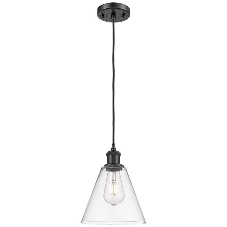 Image 1 Ballston Berkshire 8" LED Mini Pendant - Matte Black - Clear Shade
